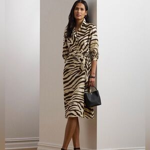 Ralph Lauren Elegant Zebra Print Wrap Dress